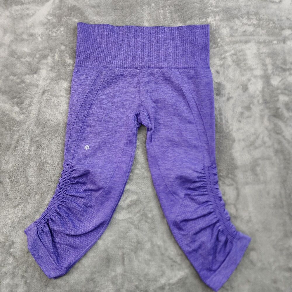 Lululemon Leggings Womens 4 Purple Awakening Crop Taryn Toomey Yoga Gym Workout